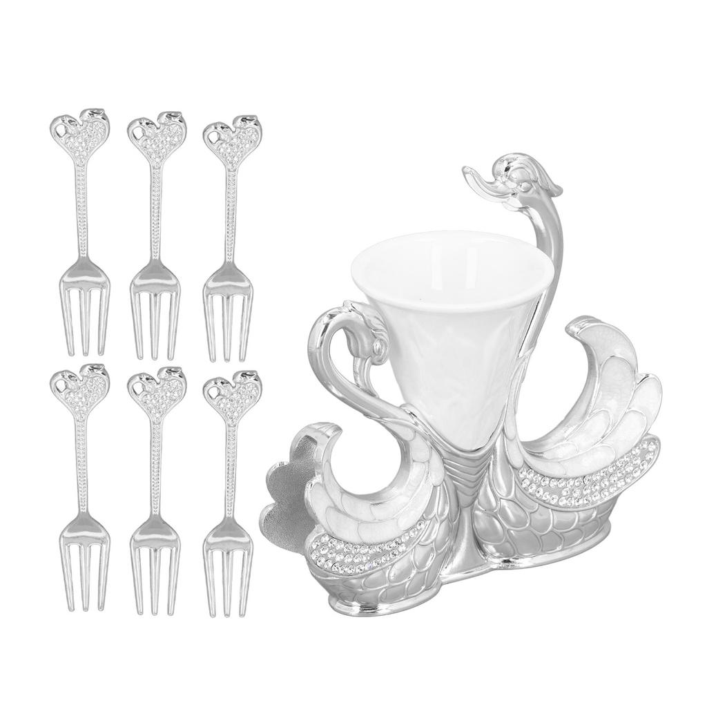 Base Fork Holder Set Elegant Multifunctional Decorative   Flatware with 6 Forks for Fruit Salads Coffee Desserts