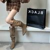 Coarse Heel Suede Over Knee Boots Pile Boots Women's Shoes 2025 Fall/Winter Khaki Skinny Boots Knight Boots