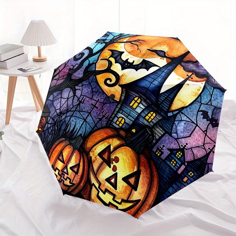 Halloween Stained Pumpkin Halloween Party Decorations, Halloween Decorations Outdoor IndoorUmbrella, Portable 3-Fold Compact Umbrella,Mother's Day Hal