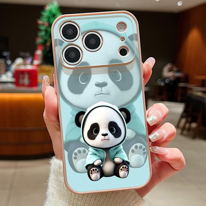 Blue Coat Panda Pattern Case For iPhone 17 Pro Max Magnetic For Magsafe Skin Feeling Cover For iPhone 16 15 14 13 Pro Max
