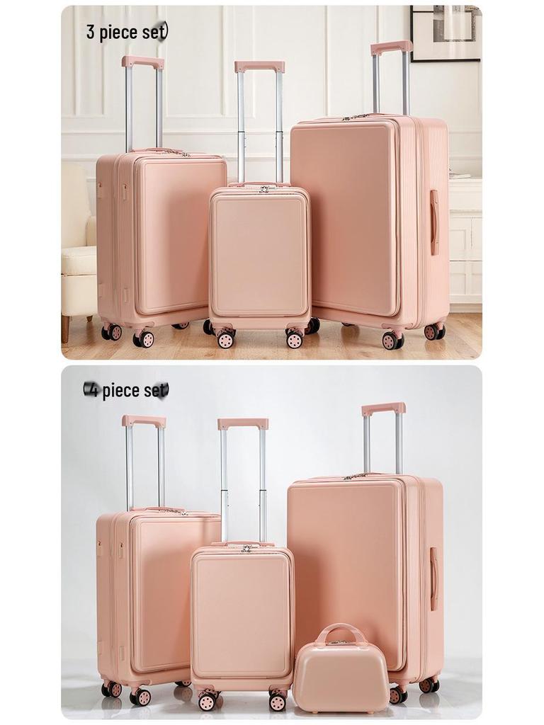 Large Capacity Front Opening Multifunctional Carry-On Trolley: Scratch & Wear-Resistant Travel Suitcase