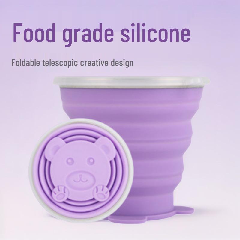 Kreativer Cartoon-Reisebecher: Tragbar, Lebensmittelqualität, Silikon, Faltbar, Teleskopierbar, Anpassbares Logo.