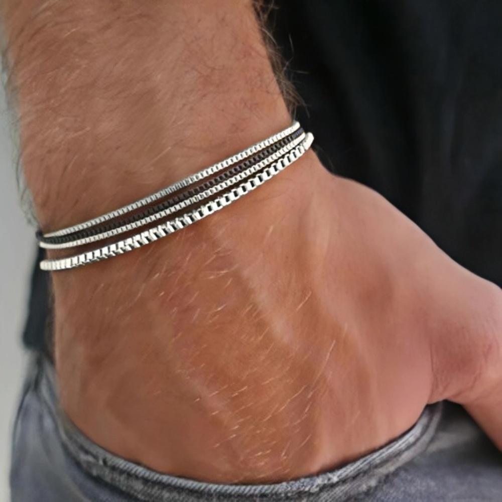 Jednoduchý nerezový vícevrstvý řetízek Pánský náramek Retro článkový náramek Módní šperky Módní doplňky pro ženy Dárky