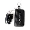 Carbon Fiber Car Key Chain Holder Case Cover Bag For Ssangyong Actyon Rexton Korando Rodius Kyron Tivoli Musso Stavic Turismo
