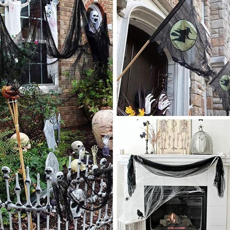 Torn Black Gauze Fabric For Halloween Haunting House Scary Party Decoration Horror Theme DIY Adjustable Efficient Cloth