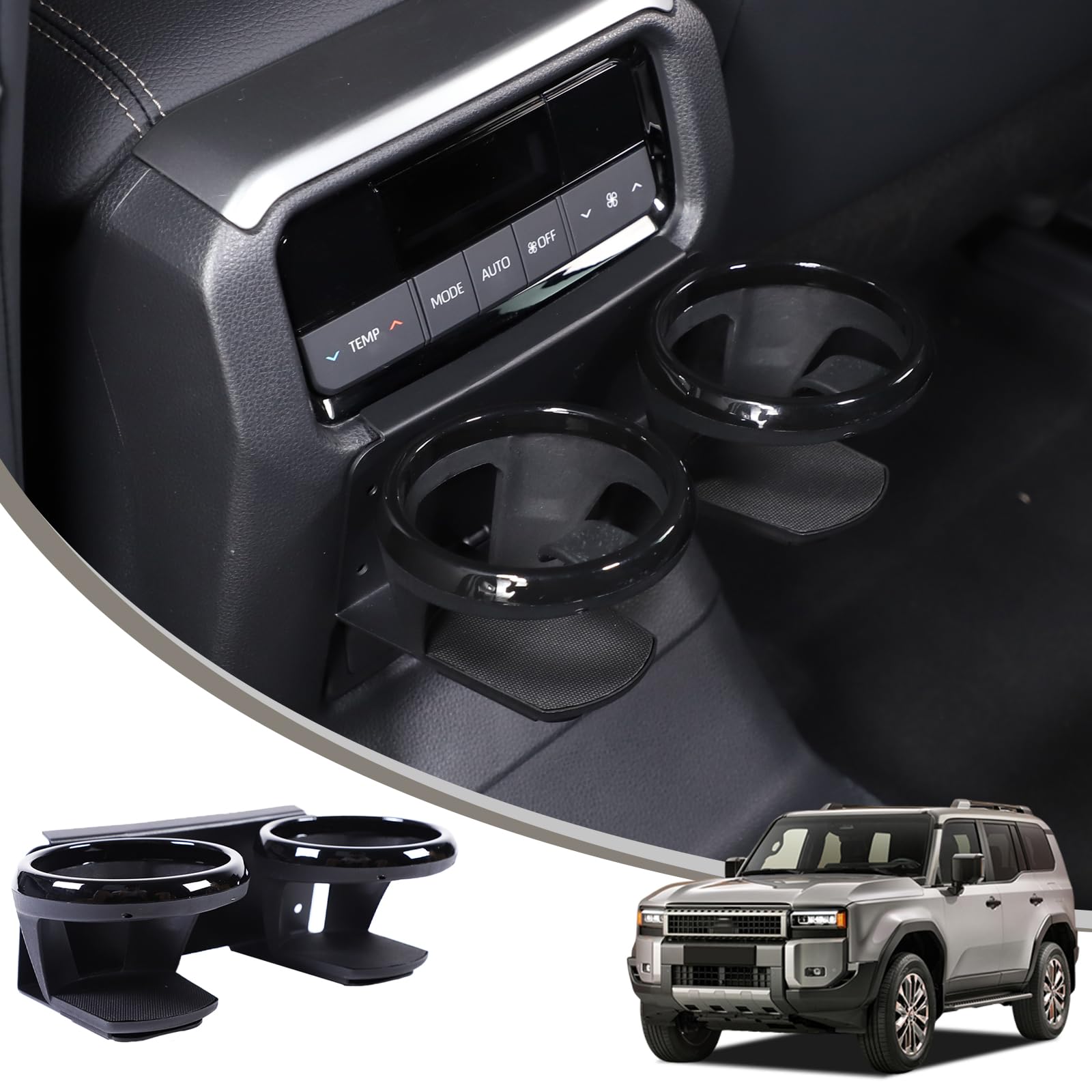 

METYOUCAR Toyota Land Cruiser 250 Round Rear Seat Air Conditioner Drink Carbon Interior Convenient Customizable Car Supplies Holder, Steel, Part, чёрный