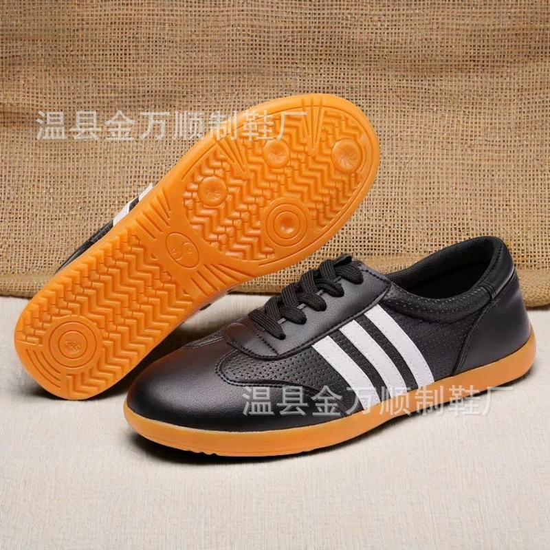 Tai Chi Shoes Men's and Women's Soft Cowhide Beef Tendon Sole Tai Chi Practice Training Sports Spring and Summer Mesh Shoes Leather Martial Arts Shoes