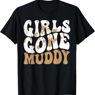 Girls Gone Muddy Groovy Marathon Runner Mud Run Racing Women T-Shirt