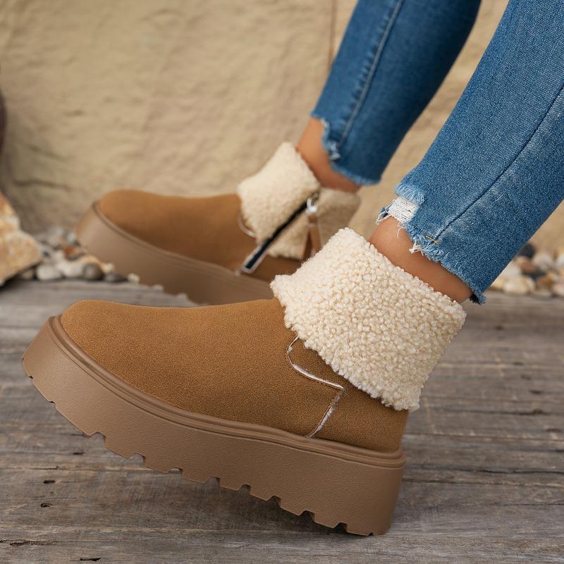 Fashion 2025 Women's Winter Warm Boots with Thick Heel Zipper Design Casual Daily Streetwear Shoes One Size Fits Most Non Slip Footwear