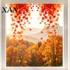 Maple Leaf Glass Decals 2Pcs Fall Window Clings, Hanging Decals, Reusable Autumn Atmosphere Clings Leaves Static Stickers for Thanksgiving Party