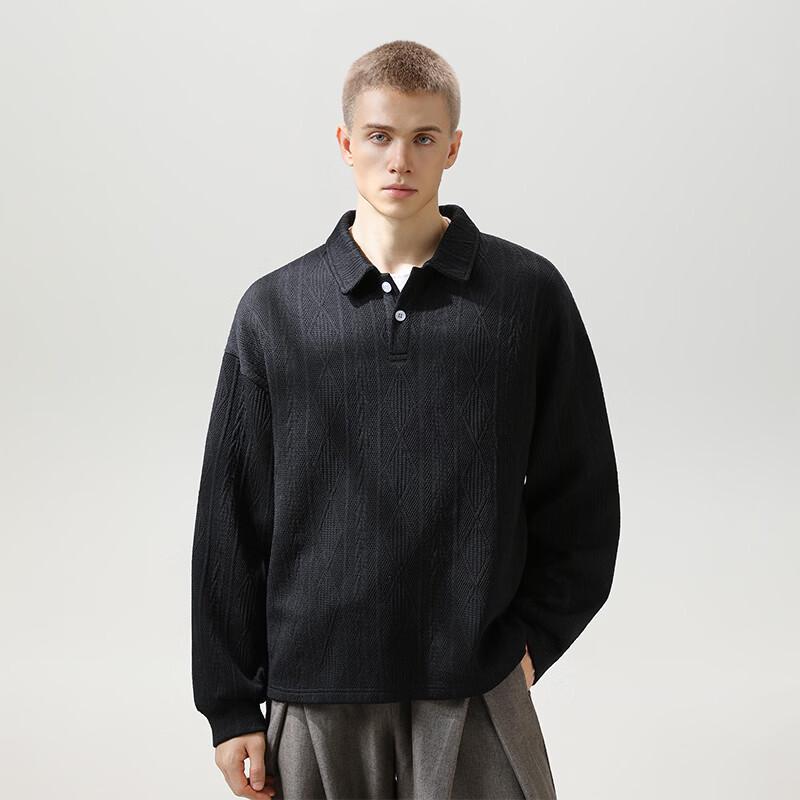 VUUG Men's Jacquard Polo Collar Sweatshirt