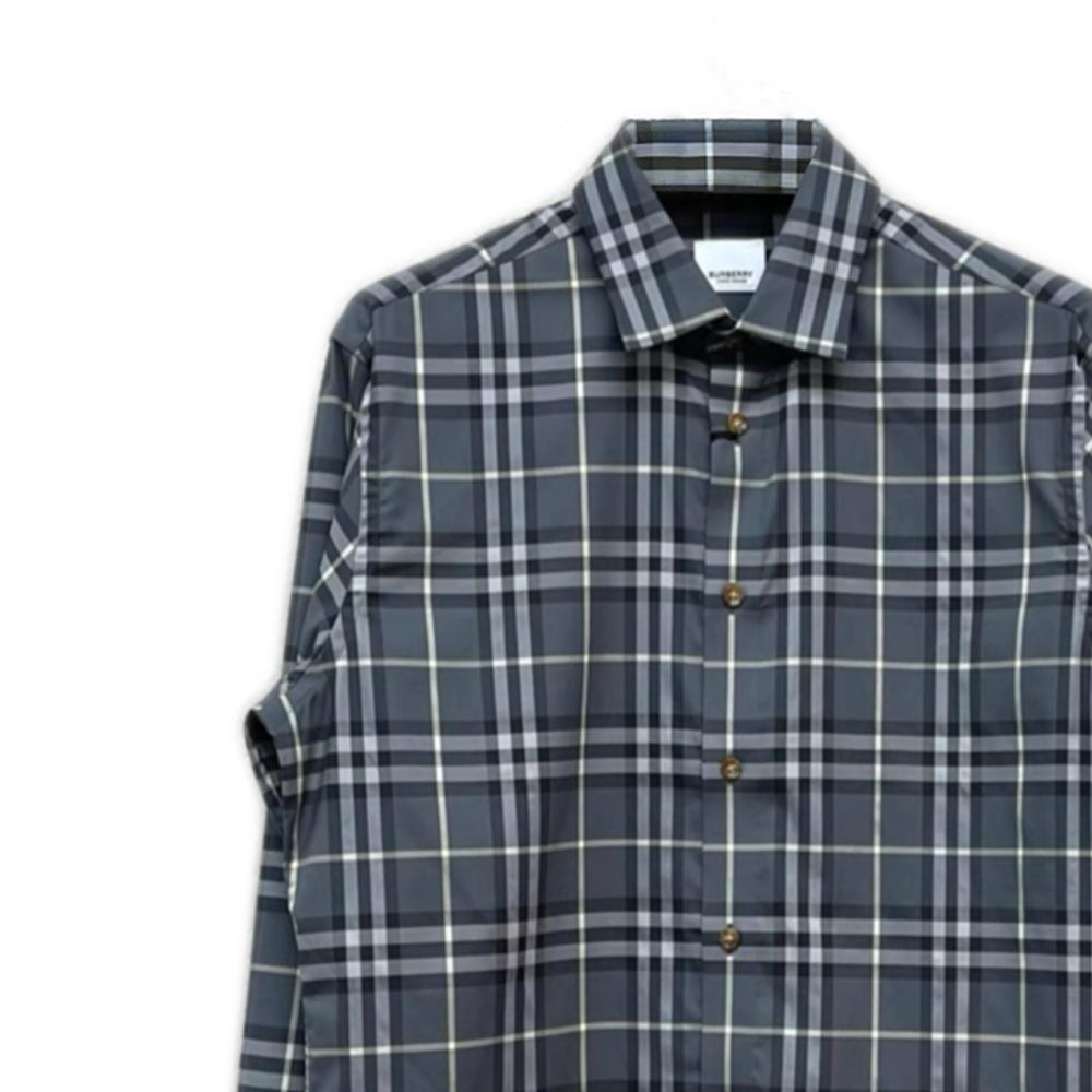 Burberry Shirts Men's Gray Lapel Moderate 80842971