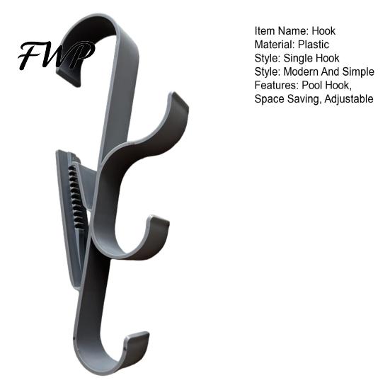 Non-invasive Pool Bracket Hooks Adjustable Swimming Hanger Drill-Free U-shaped Hook Installation Durable Multifunctional Storage for Poles Hardware