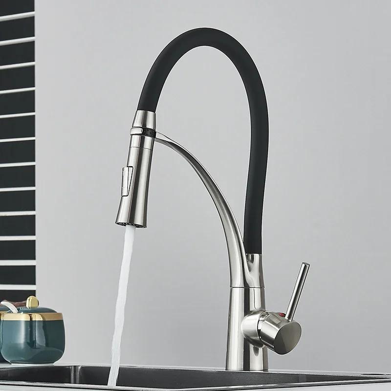 Hot and Cold Mixing Tap Kitchen Washbasin Sink Faucet Kitchen Faucets Single Handle Rotation Pull Out Sprayer Tap Deck Mounted