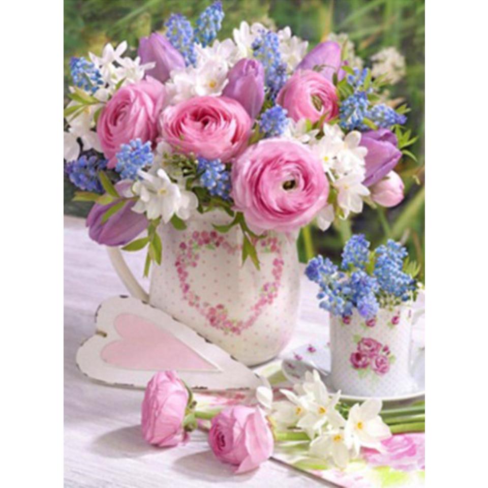 

5D DIY алмазная живопись ваза для цветов горный хрусталь картина полная алмазная вышивка мозаика подарок украшение мебели набор для вышивки крестом Full Round 20x30CM