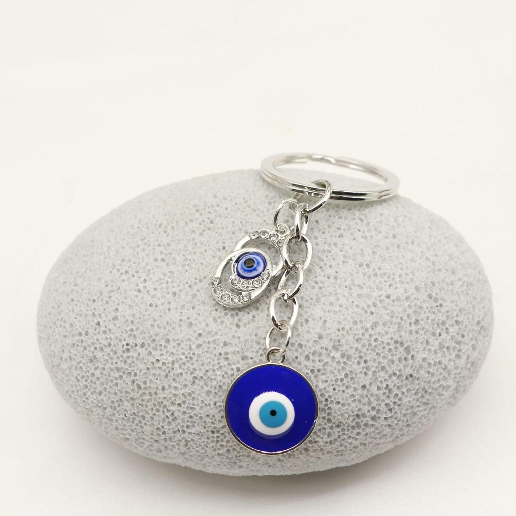 Heart-Shaped Evil Eye Pendant Keychain