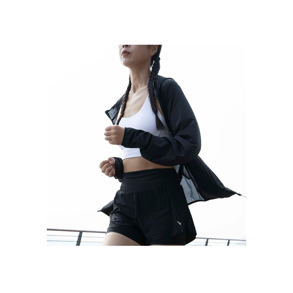 Mizuno Solid Color Minimalist Brand Logo Lightweight Water-Resistant Woven Long Sleeve Jacket Unisex jackets Black J2CE41P3-09