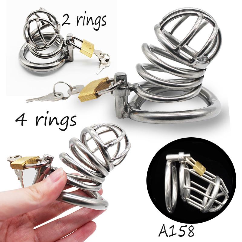 Stainless Steel Male Chastity Device Adult Cock Cage with Arc-shaped Cock Ring  Sex Toy Bondage Men Chastity Belt A224