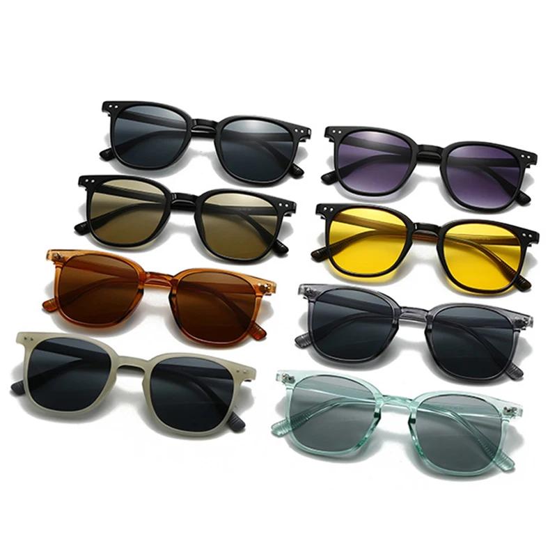  New Fashion Square Sunglasses Women Shades UV400 Retro Gradient Men Black Yellow Rivets Sun Glasses