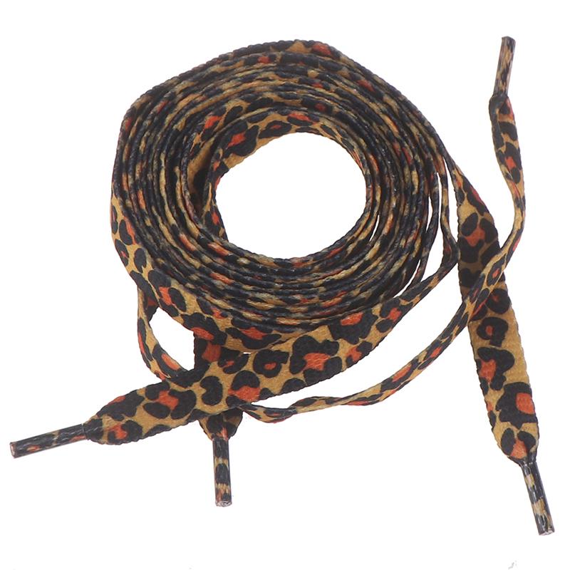 1Pair 1cm*120cm Fashion Sneaker Shoelaces Flat Leopard Print Elastic Shoe La 7H