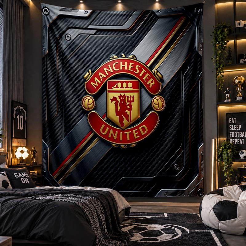 Arazzo da Appendere alla Parete Stampa Manchester United Tessuto per Soggiorno Camera da Letto Decorazione per la Casa