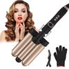 Pretfy Hair Curling Iron 3-Barrel 32mm Hair Waver Hair Curler Temperature   LCD Temp Display Hair Styling Tool