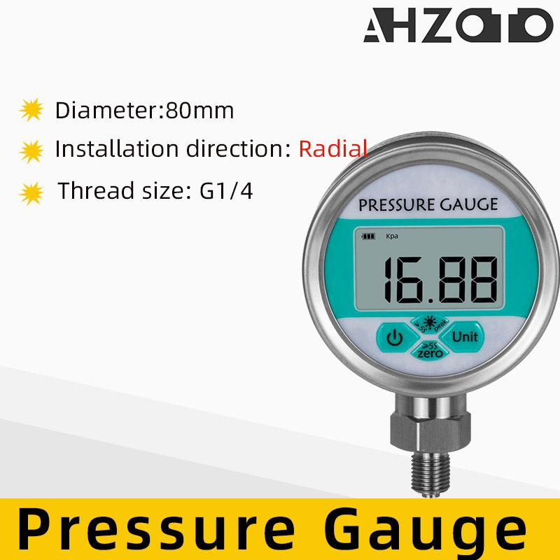 Pressure Gauge 0-1000bar Water Gas Oil Pressure Sensor Negative Pressuse With Backlight LCD Display Intelligent Pressure Gauge