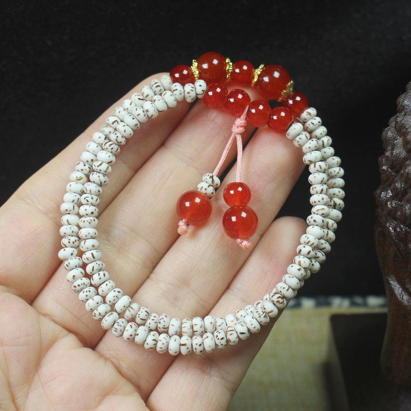 Moon Star Bodhi Seed Double Loop Bracelet, Chinese Style Beaded Jewelry for Women, Simple Fashion Wrist Ornament