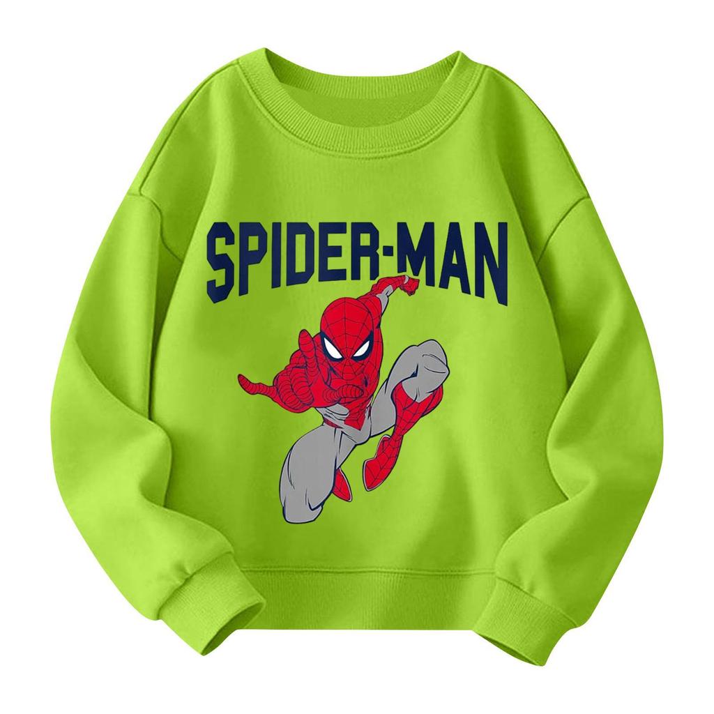 Boys and girls round neck plus velvet pullover printed top sweatshirt