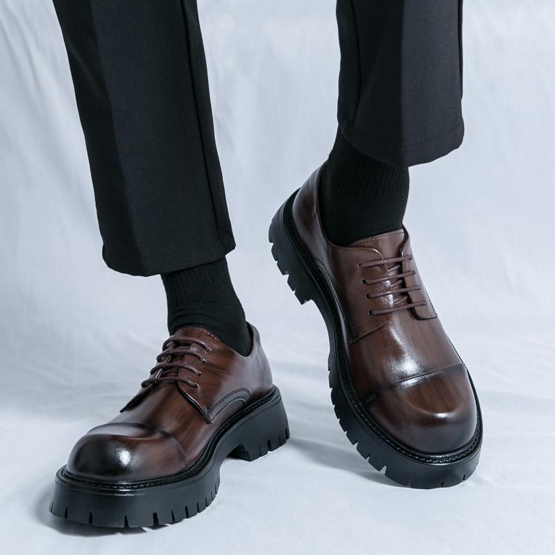 2024 Hot Selling Low Cut Men's Leather Casual Shoes Interview Commuting Business Shoes Lace Up Retro Brown Men's Oxford Shoes