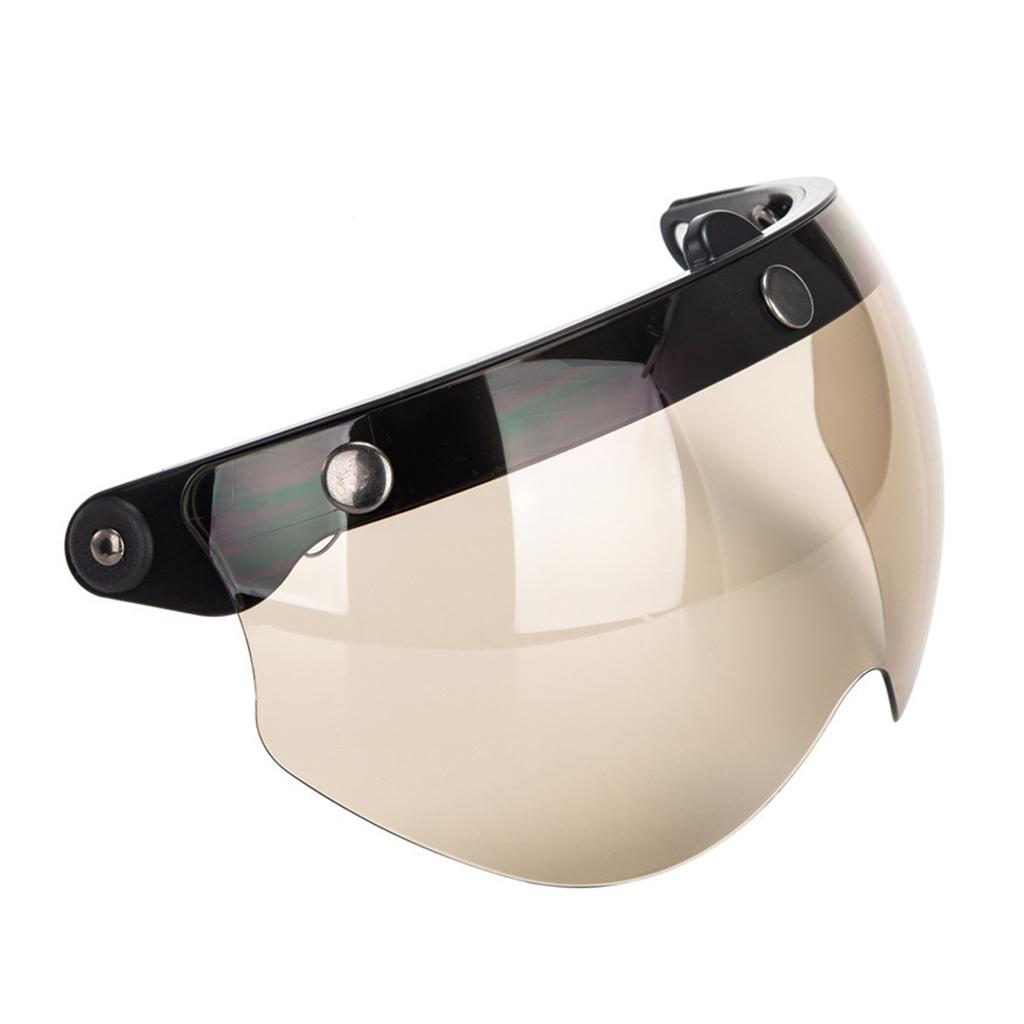 Universal Motorcycle Retro Pilot-Style Standard 3 Snap-Button Visor Flip Up Down Open Face Helmet Wind Shield Durable