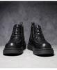 Men's Cowhide Lace-up Martin Boots - Winter Thick Sole, Outdoor Casual, Height-increasing Mid-top Work Shoes