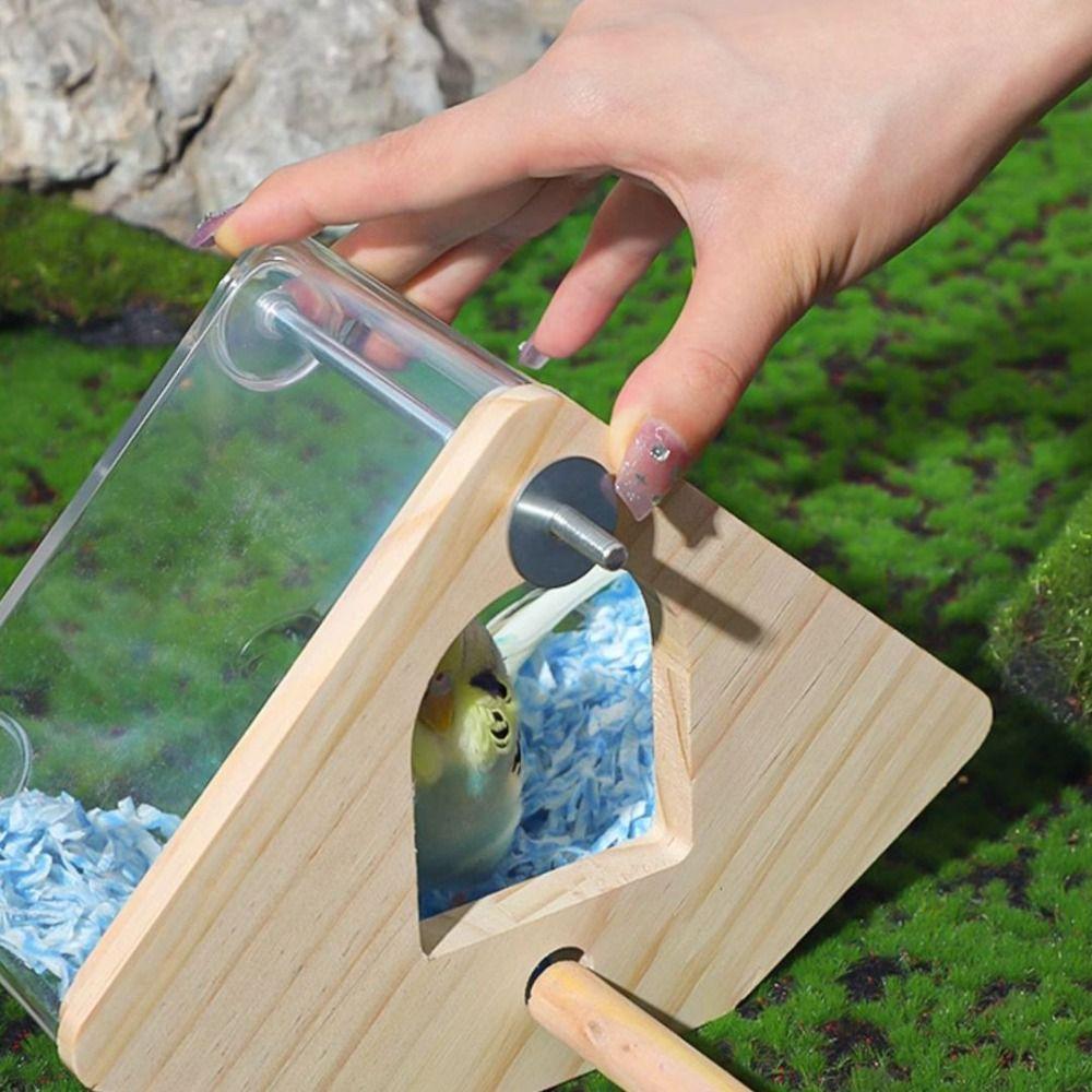 Transparent Parrot Nesting Box Acrylic Bird Hanging Nest  for Parrots Parakeet Budgerigar