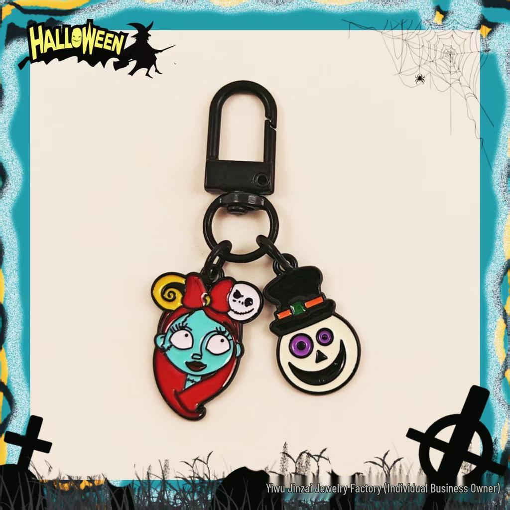 Cross-Border Halloween Skull & Pumpkin Keychain – Metal Ghost Charm Gift