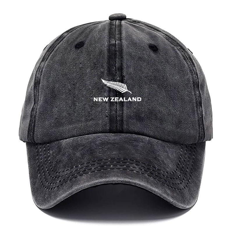 

New Zealand Theme Distressed Unisex Hat for Travel Outdoor Dad Hat Adventure Vintage Washed Cotton Cap Feather Streetwear Style чорний