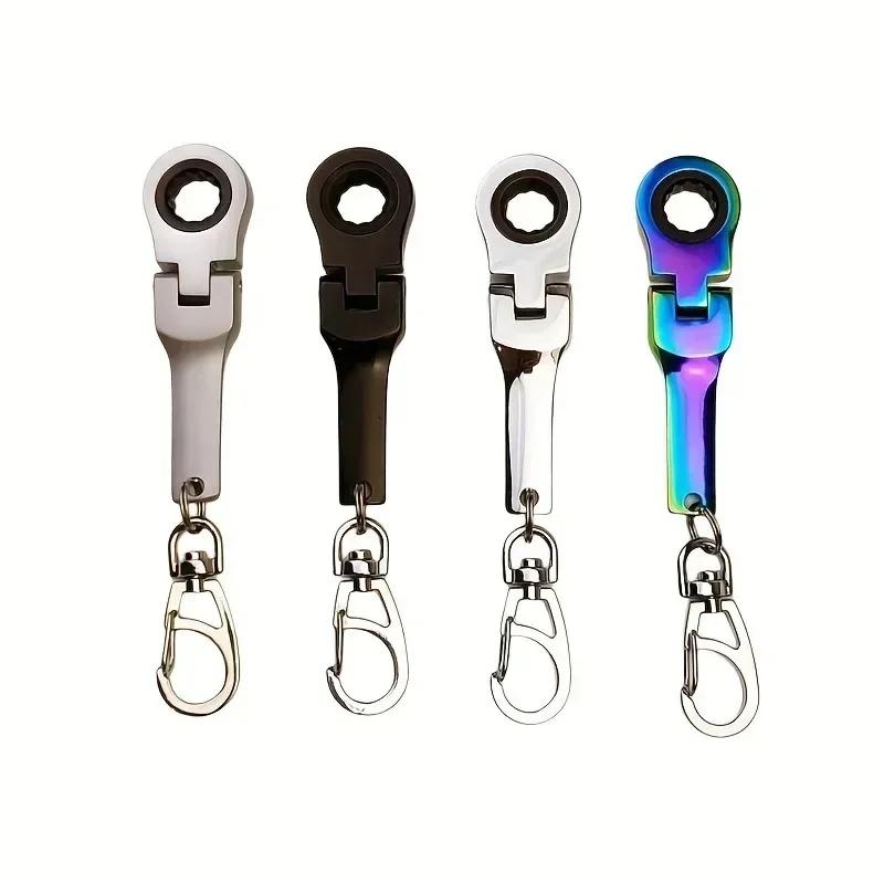 Creative 10mm Ratchet Wrench Mini Shaped JDM Metal Racing Keychain Key Chain Ring Keyring Adjustable Wrench Tools Tool
