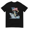 George Washington Riding Shark Funny July 4th American Flag T-Shirt