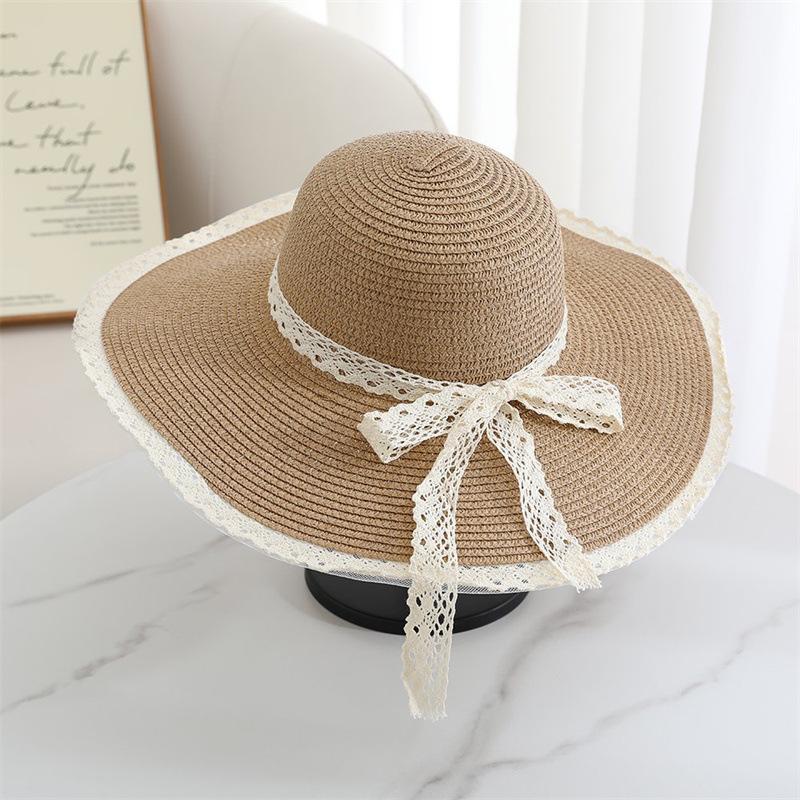 Lace-Trimmed Hats Women, And Versatile, Hat Foldable Sunhats Seaside And Beach