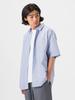 B:MING LIFE STORE by BEAMS Men's Short Sleeve Shirt, Polyester Broadcloth, Size M, BLUE_STRIPE