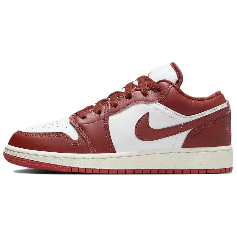 Jordan Air Jordan 1 Low Top Vintage Basketball Shoes GS Red White FJ3465-160(Team32-)