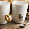 Creative Wedding Gifts Lovers Couple Cartoon Elegant Crystal Diamond Ring Mugs White Ceramic Cute Water Coffee Mug Drinkware