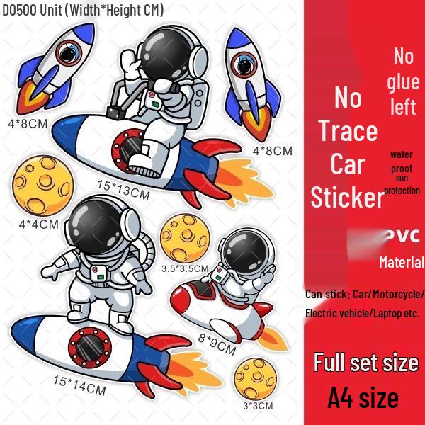Astronaut Waterproof Scooter Stickers - Creative Scratch Cover for Yadea Aima Tai Ling Electric Battery Vehicles