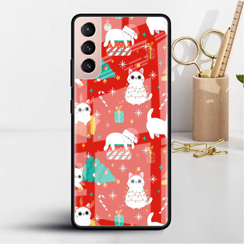 

Стеклянный чехол для Samsung Galaxy S22 S20 FE S21 5G S10 S9 Plus Note 10 20 Lite закаленный чехол для телефона Snow Merry Christmas Leather