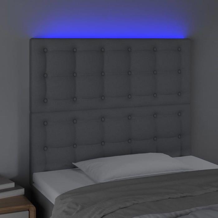 VidaXL Tête de Lit à LED Meuble de Chambre à Coucher Accessoire de Lit Simple Tête de Cadre de Lit Intérieur Gris Clair 3122848