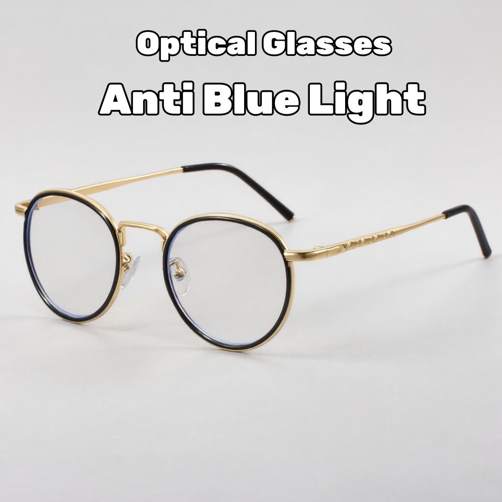 Retro Blue Light Blocking Glasses Men and Women Luxury Designer Ptical Eyeglasses High Quality Round Frame Eyewear for Male