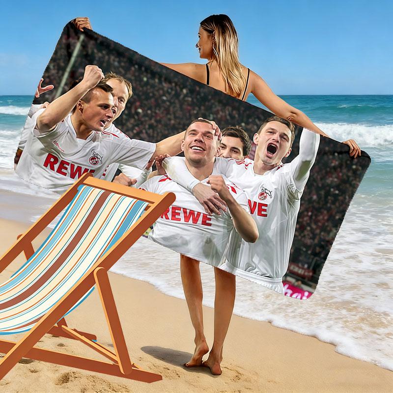 1. FC Köln Players Print Beach Towel, Large Soft Quick Dry Towel for Beach Camping Swimming