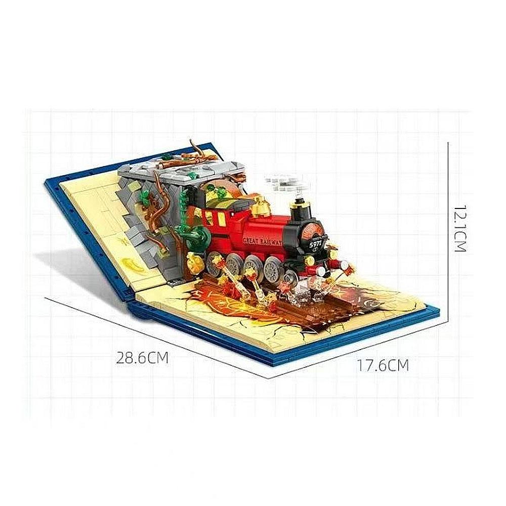 Creative Magic Train Building Blocks Book Magic World Station Set Assemble Set Bricks Toy Birthday Gift Kid Boy 889PCS