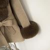 Cappotto Elegante Dimagrante in Cashmere Double-Face Autunno/Inverno 2025 con Pelliccia Sintetica di Volpe e Vita Cintureggiata