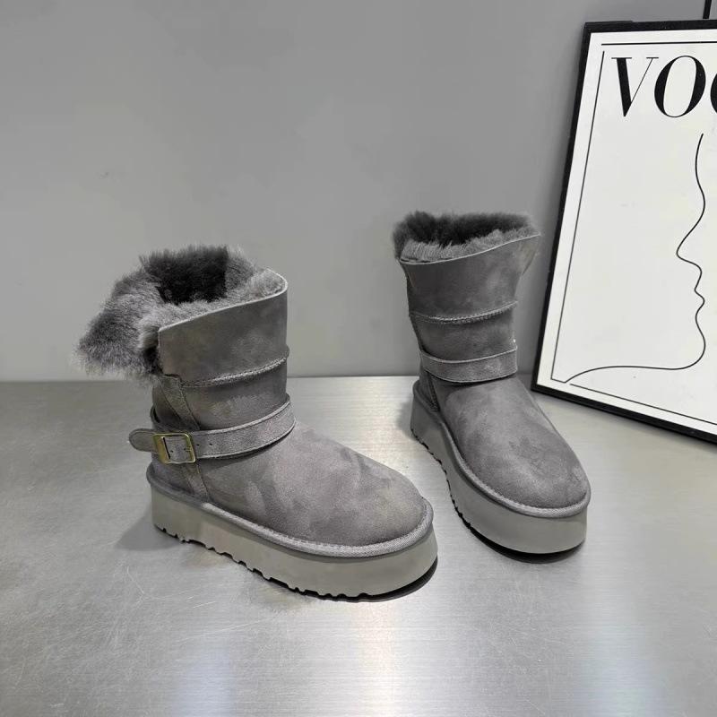 

Fur integrated winter thick-soled snow boots women s 2025 thickened casual versatile medium and high tube belt buckle knight boots 40
