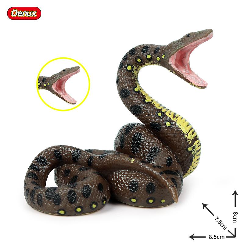 Oenux Simulation Forest Savage Snakes Animals Model Wild Cobra Rattlesnake Python Action Figures Party Favor Decor Kids Toy Gift